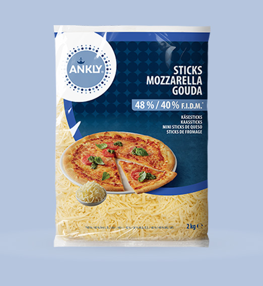 Mozzarella 40% + Gouda 48% mix – sticks